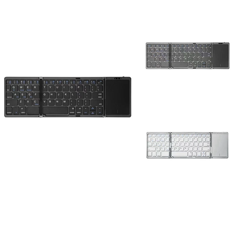 

Portable Mini Folding Wireless Bluetooth 5.1 Keyboard With 3Channels Connection For Windows Android Tablet Phone