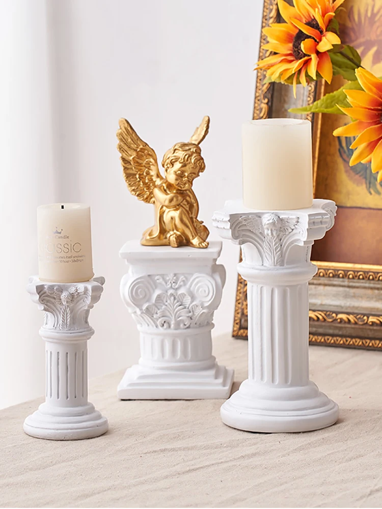 

Roman Architectural Sculpture Plaster Decor White Resin Crafts High-grade Square Angel Base Modern Home Decoration Accessories