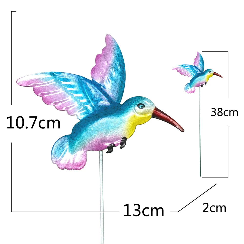 

New Metal Hummingbird Stakes Art Sculpture Outdoor Iron Stakes Colorful Butterfly Insect Ornament Yard Garden Home Decoration