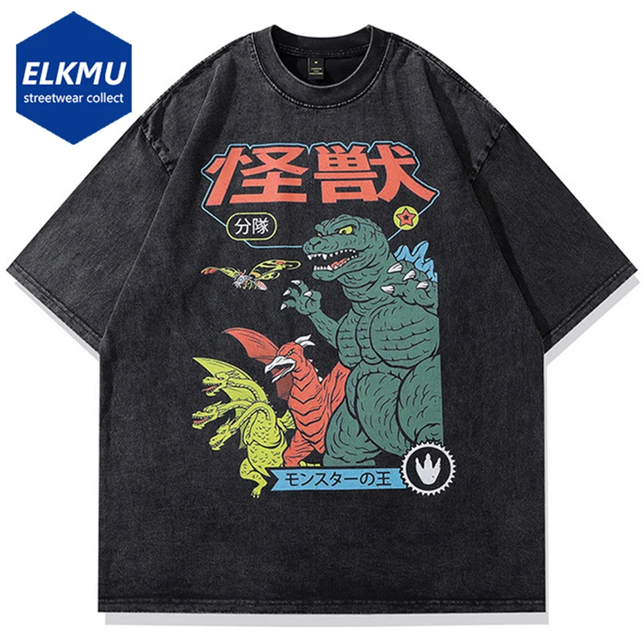 

Футболка Y2K мужская оверсайз с принтом монстров, уличная одежда в стиле Харадзюку, свободная хлопковая рубашка в стиле хип-хоп с короткими р...