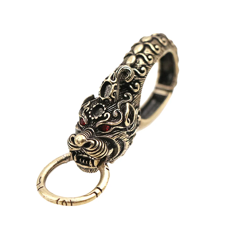 Brass Dragon Miniature Wallet Key Holder Metal Chains Car Keys Keychain Clip Keyring Organizer Vintage Pendant