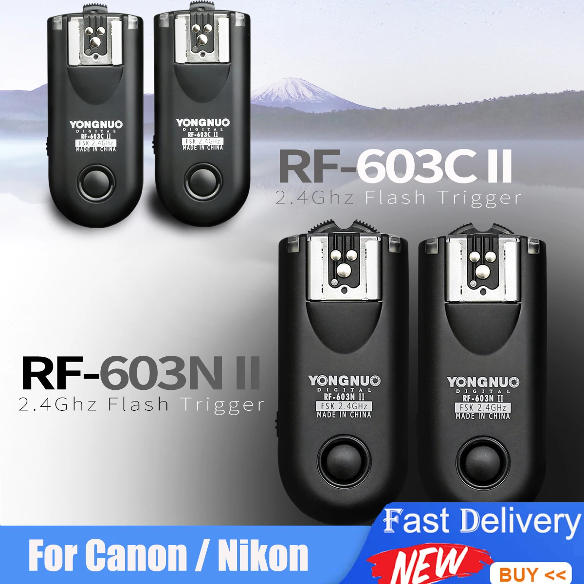 Беспроводной триггер для вспышки Yongnuo RF-603 II 2 трансивера NIKON D800 D800E D3X / D3 D700 или Canon