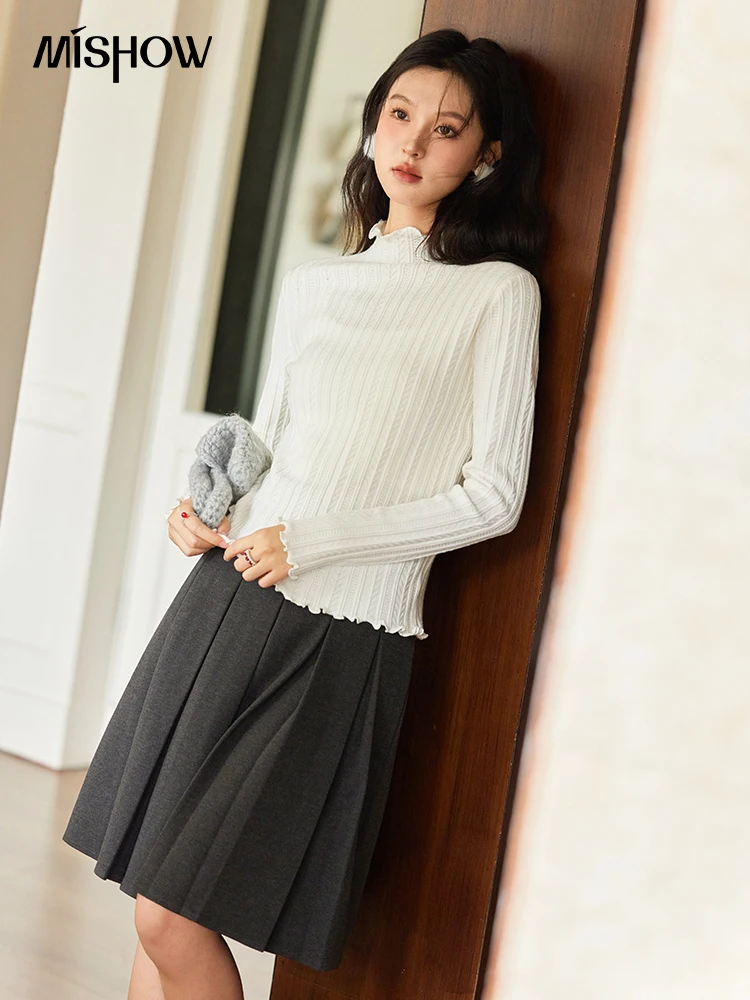 MISHOW рубашка с грибком и краем текстурированный дизайн облегающий женский мягкий