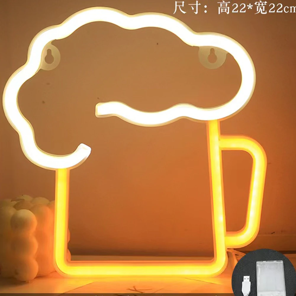 

USB/Battery LED Neon Sign Lights Party Wall Art Decor Room Bar Beer Neon Lamps Wall Hanging Neon Signs Musical Note Night Lights