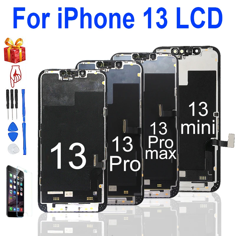

100% Test Display For iPhone 13 Pro Max Touch Screen Replacement For iPhone 13 Mini No Dead Pixel With Tools
