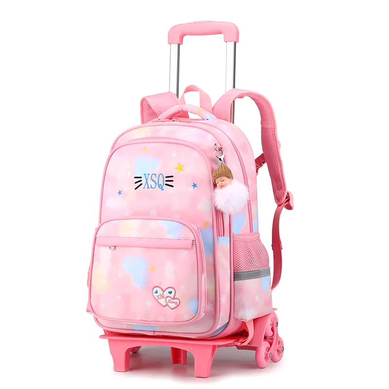 Removable school backpack Children School Bags With Wheel kids Wheeled Backpacks Kids girls Trolley Schoolbags Luggage Book Bags
