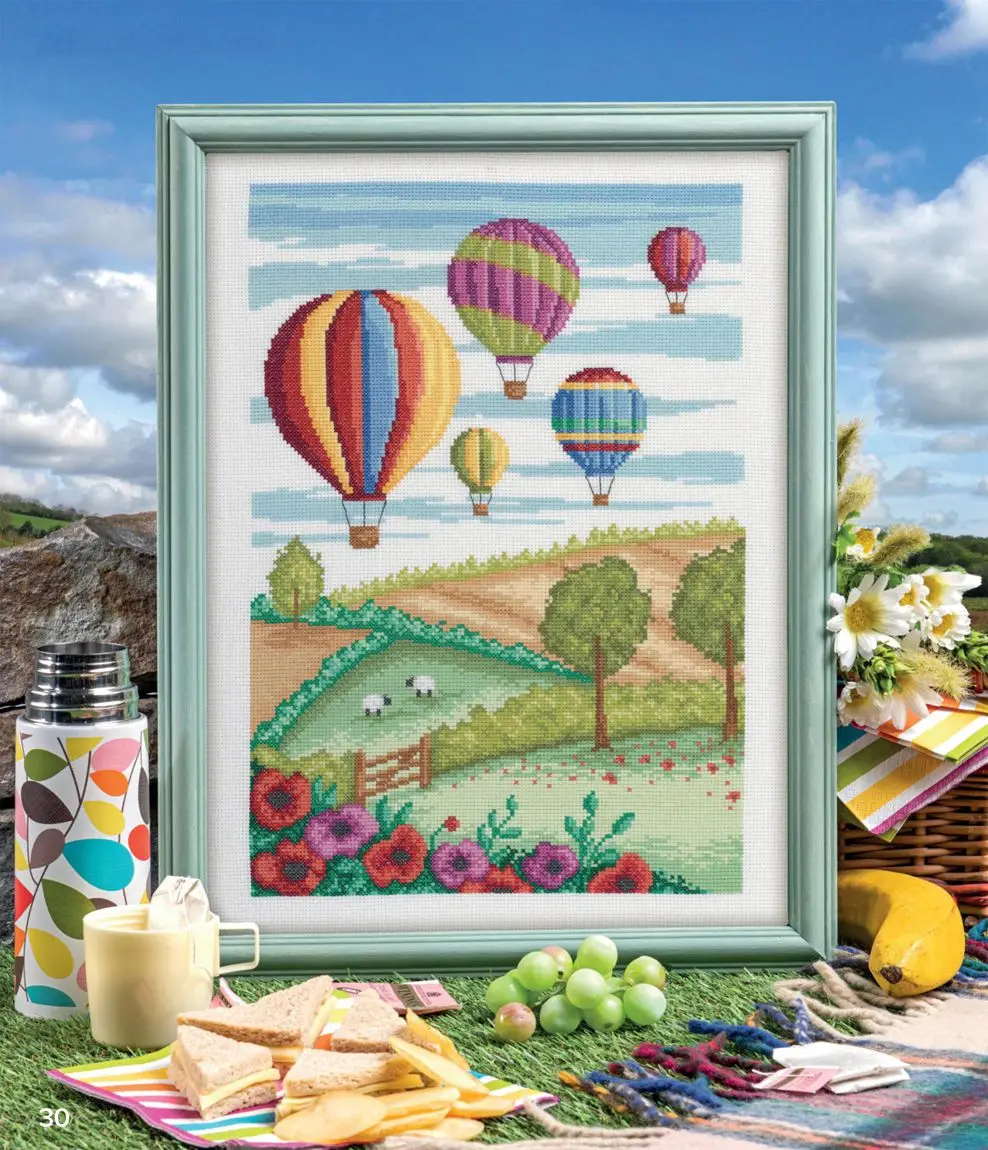 Hot air balloon 35-46 DIY needle work Cross Stitch Set Counted Kit 28ct 14ct 32ct Metallic aida