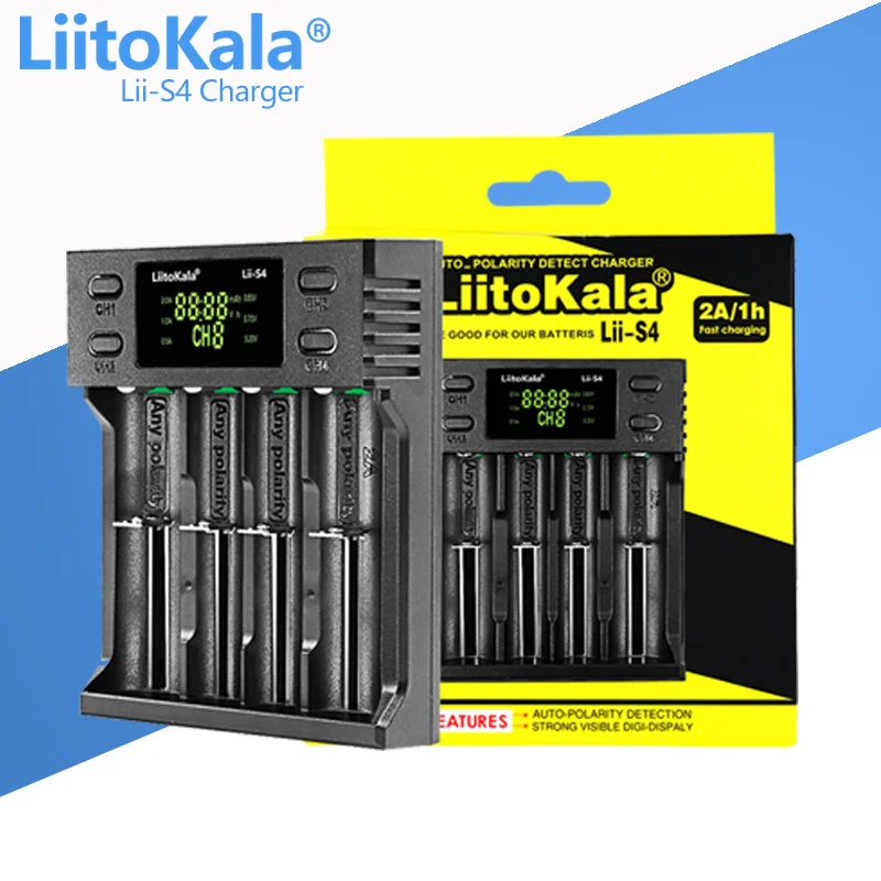 Фото Интеллектуальное зарядное устройство Liitokala Lii-M4S M4 202 402 18650, подходит для аккумуляторов 26650, 21700, 32650, 18500, 20700, 16340, CR123A, AA. №3