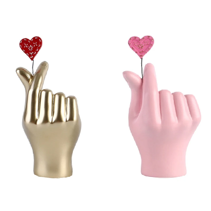 

Love Gesture Single Hand Statue Gold Decorations, Modern Art Resin Sculpture Home Accents For Living Room, Desktop Durable