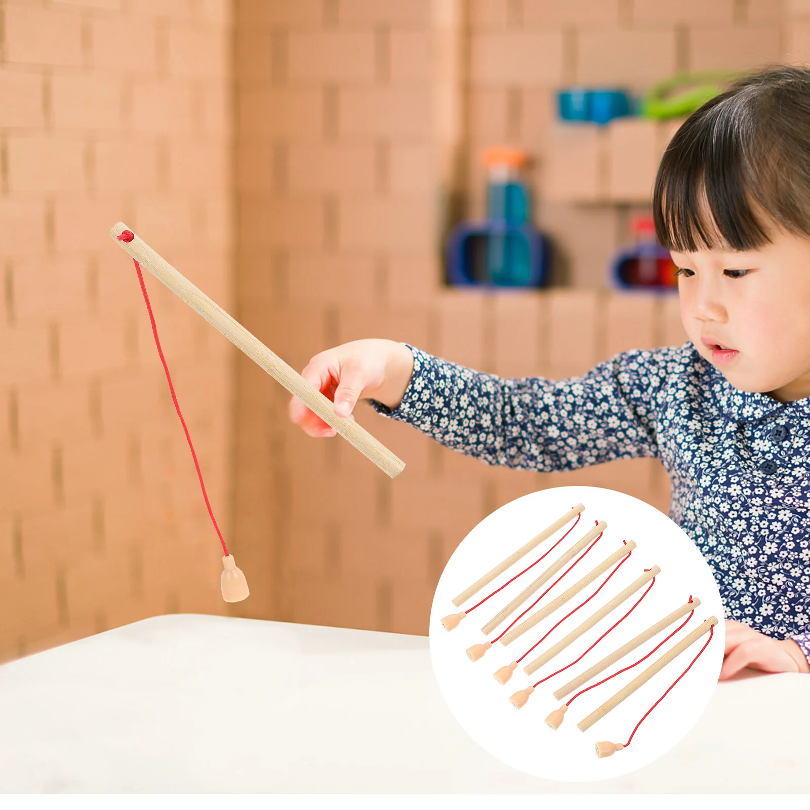 

Magnetic Board Wood Fishing Rod Education Toy Interesting Game Children Plaything