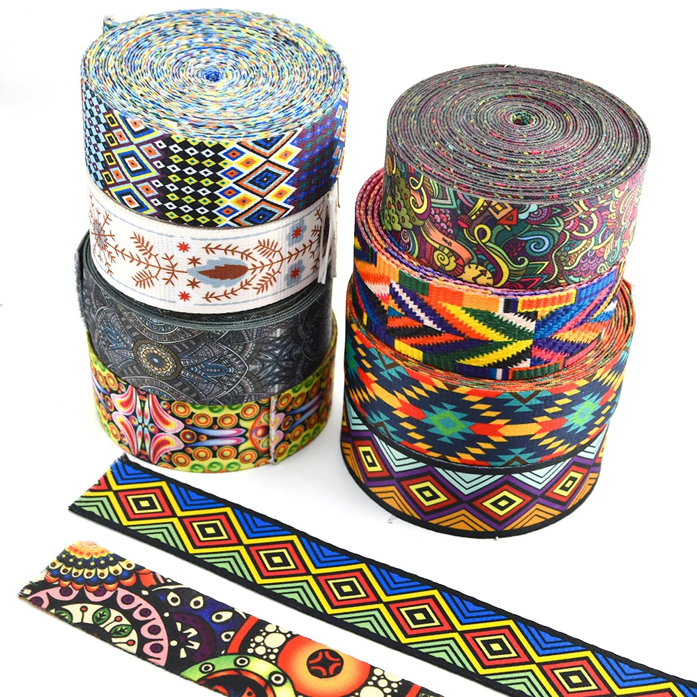 

1 yard Vintage Ethnic Embroidery Jacquard Ribbon Webbing DIY Clothes Bag Accessories Embroidered Fabric Supplies (38mm/1.5inch)