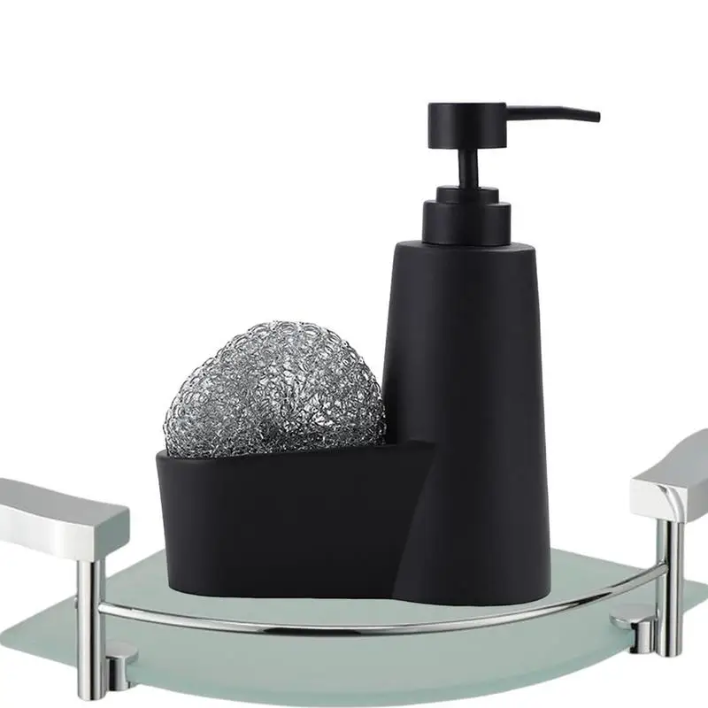 Kitchen Soap Dispenser With Steel Scrubber Modern Liquid Hand Soap Dispenser Pump Bottle Holds Sponges Scrubbers Brushes