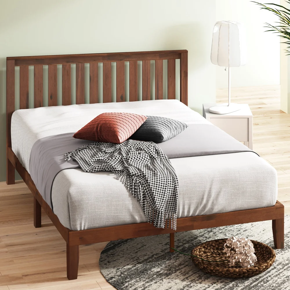 

Vivek 37” Wood Platform Bed Frame with Headboard, Twin Bedroom Furniture Bed Frame
