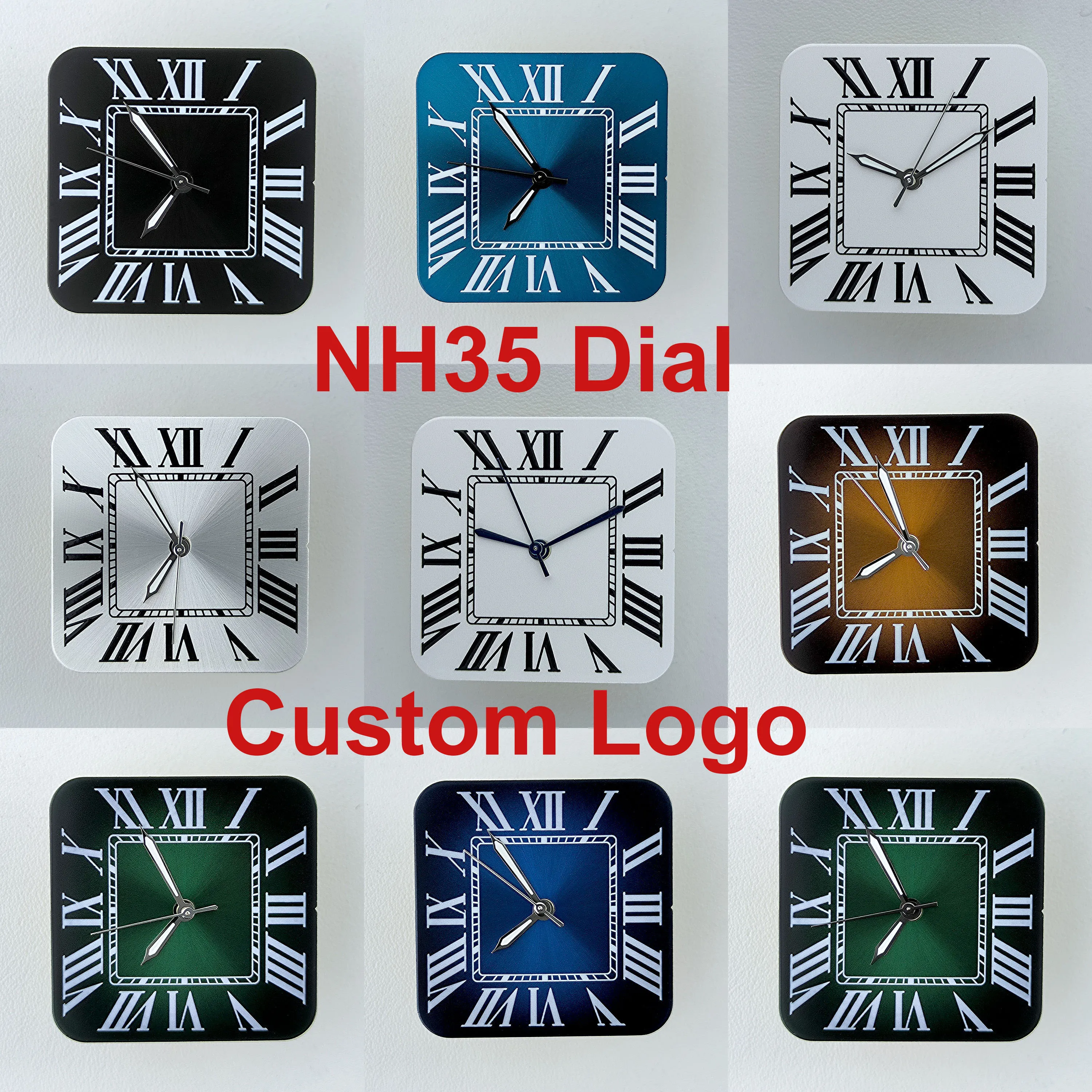 Часы с циферблатом N H35 циферблат римским логотип на заказ складная квадратная