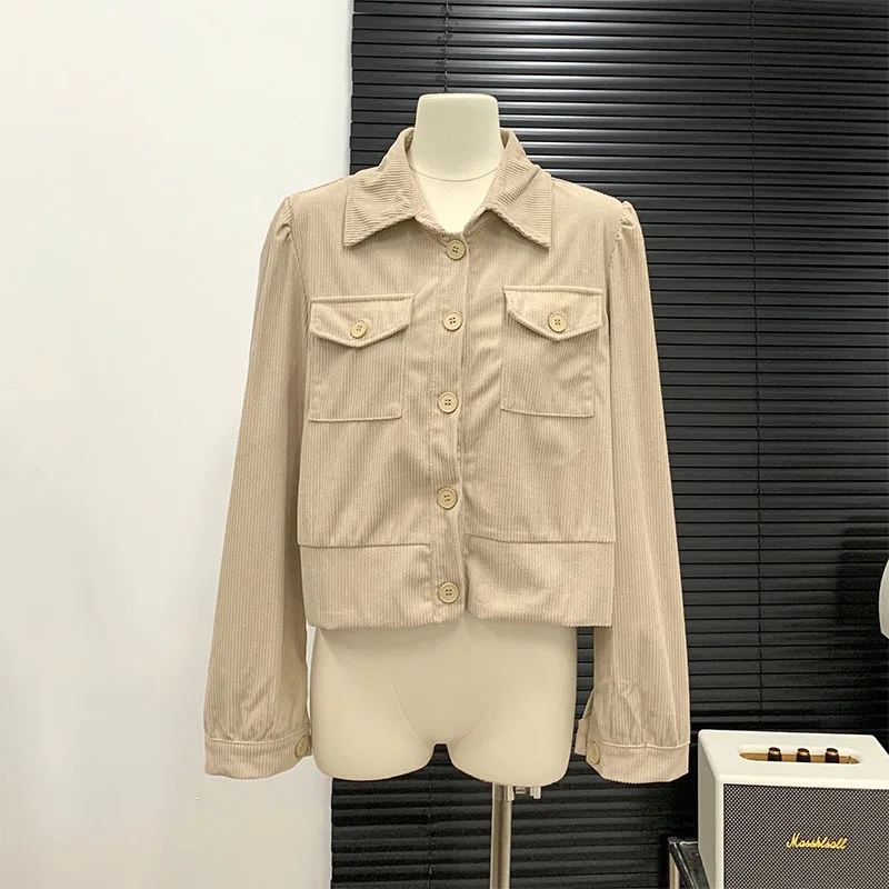 

Y2K, винтажная рабочая куртка, Женское пальто, Офисная Женская однотонная куртка с длинным рукавом и воротником «Питер Пэн», Женская куртка