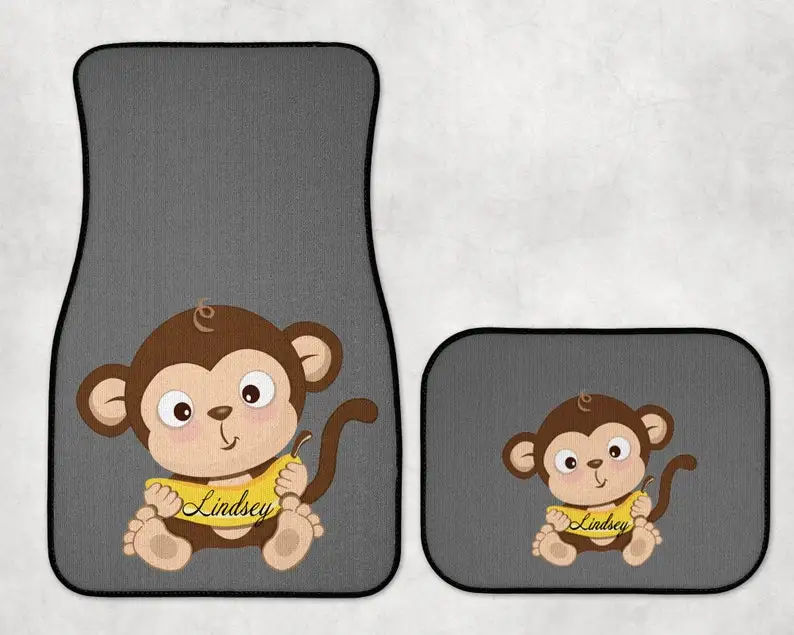 

Monkey Car Mat Personalized with Name Inside Banana