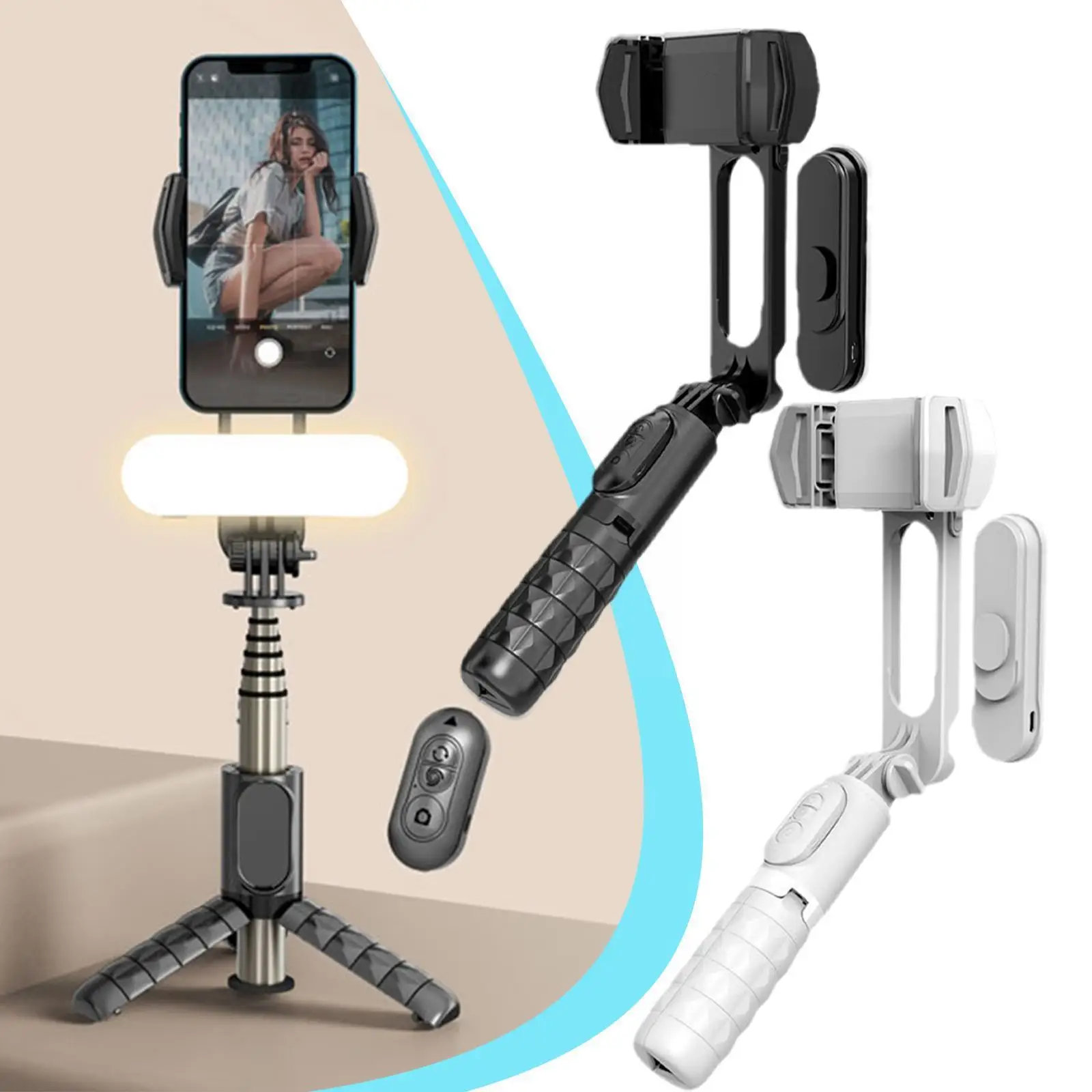 

Wireless Remote Control Selfie Stick Tripod Handheld Gimbal Stabilizer Monopod With Removable Fill Light Shutter For Ios An C1o2
