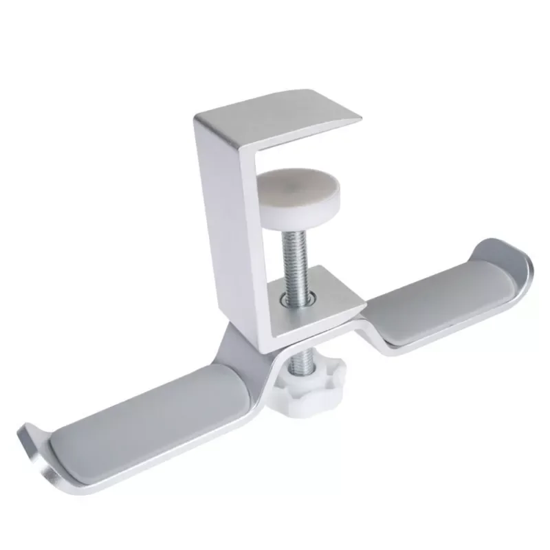 

2022 New Aluminium Alloy Headphone Holder Headset Bracket Hanger Metal Wall Clamp Hook Rotatable Double Earphone Stand Desktop