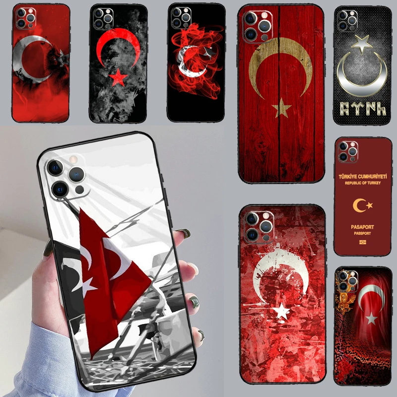 Чехол с турецким флагом для iPhone 12 11 13 14 15 Pro Max Mini XR X XS MAX 5S 7 8 Plus SE 2022 2020 чехол