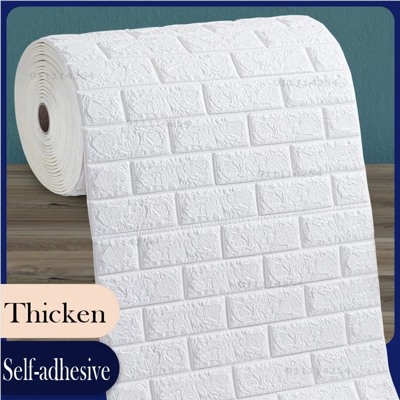 

2M 3D Faux Brick Wall Stickers Diy Decorative Self-Adhesive Waterproof Wallpaper Children'S Room Bedroom Kitchen Home Decoration