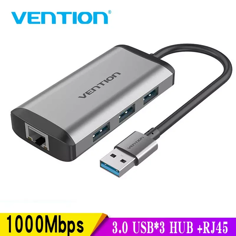 

Vention USB 3.0 Hub 3 High Speed USB3.0 to RJ45 Ethernet Adapter USB Splitter 1000Mbps Network Card for Macbook Laptop PC