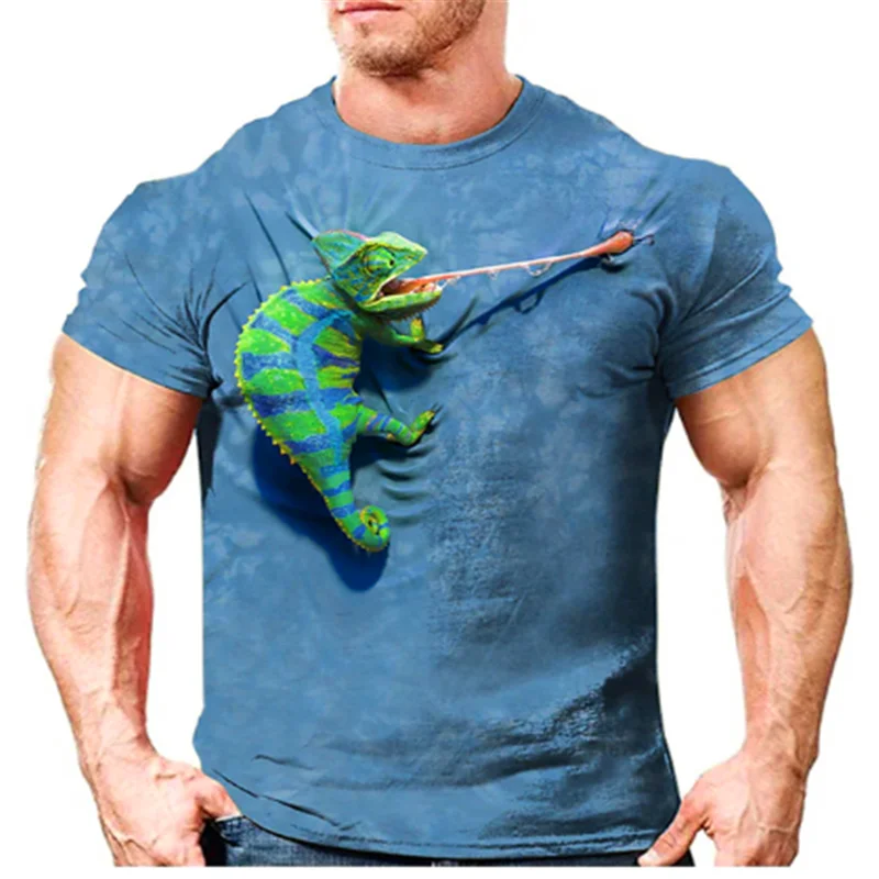 

Summer Lizard Graphic Men's T-shirt Streetwear Crew Neck Daily Sports Short Sleeve Men Clothing Apparel Casual Tee Free Shipping