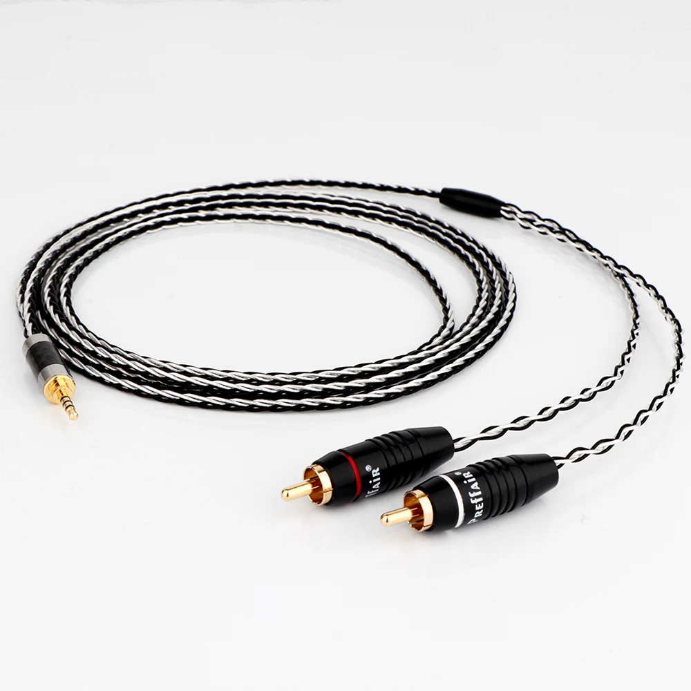 

Preffair Hifi Silver Plated OFC conductor 2.5mm to 2RCA Audio Cable HiFi Stereo RCA Jack Y Splitter for Amplifiers CD DVD player