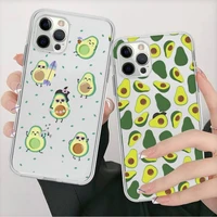 cute cartoon fruit avocado phone case for iphone 11 12 13 mini pro xs max 8 7 6 6s plus x 5s se 2020 xr clear case
