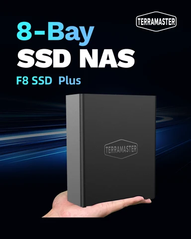 TERRAMASTER F8 SSD Plus NAS - 8Bay весь SSD Core i3 8-ядерный 8-поточный процессор, 16 ГБ ОЗУ, прикрепленная к сети ладонь память (без дискового устройства)