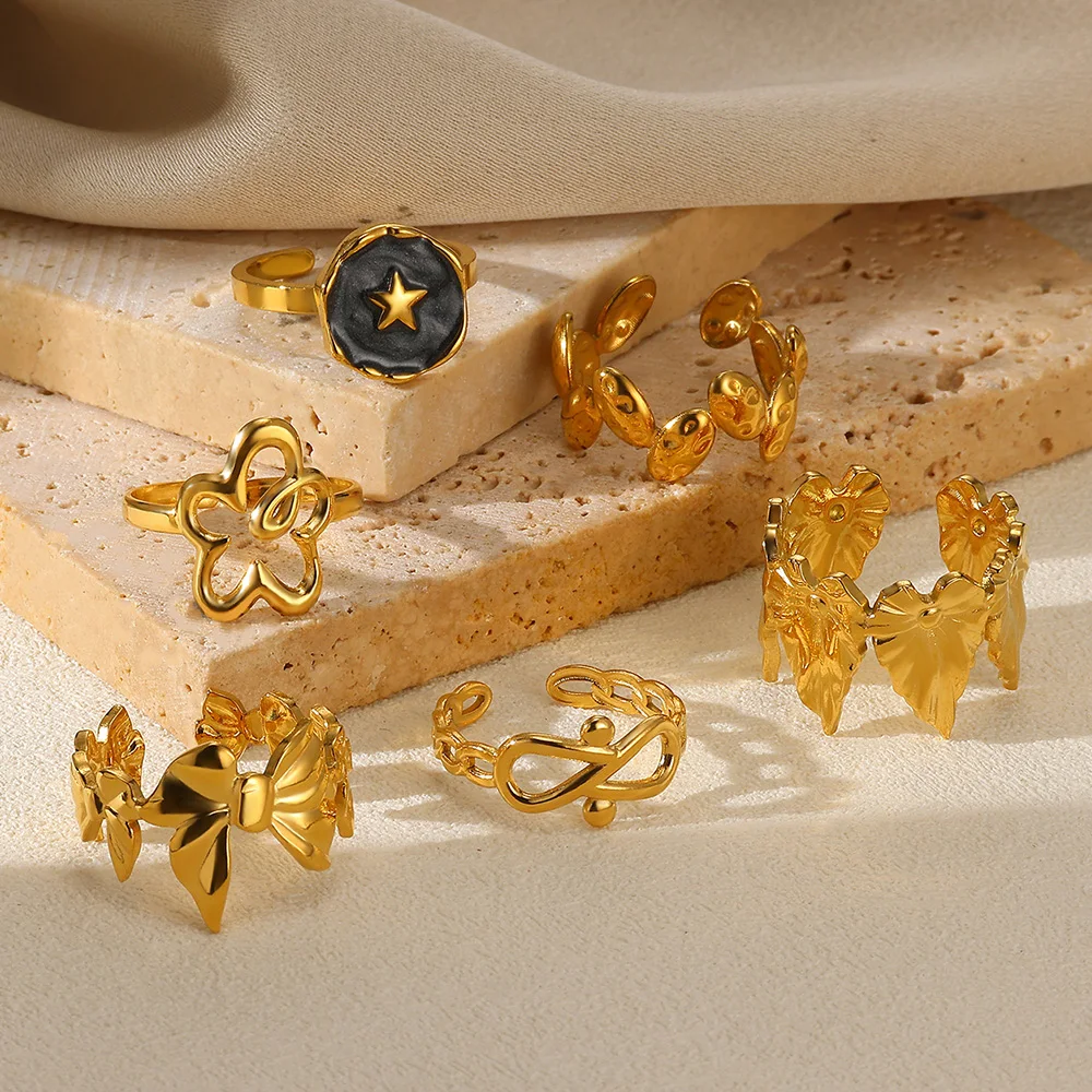 Кольца в форме сердца с бантом из нержавеющей стали для женщин милые