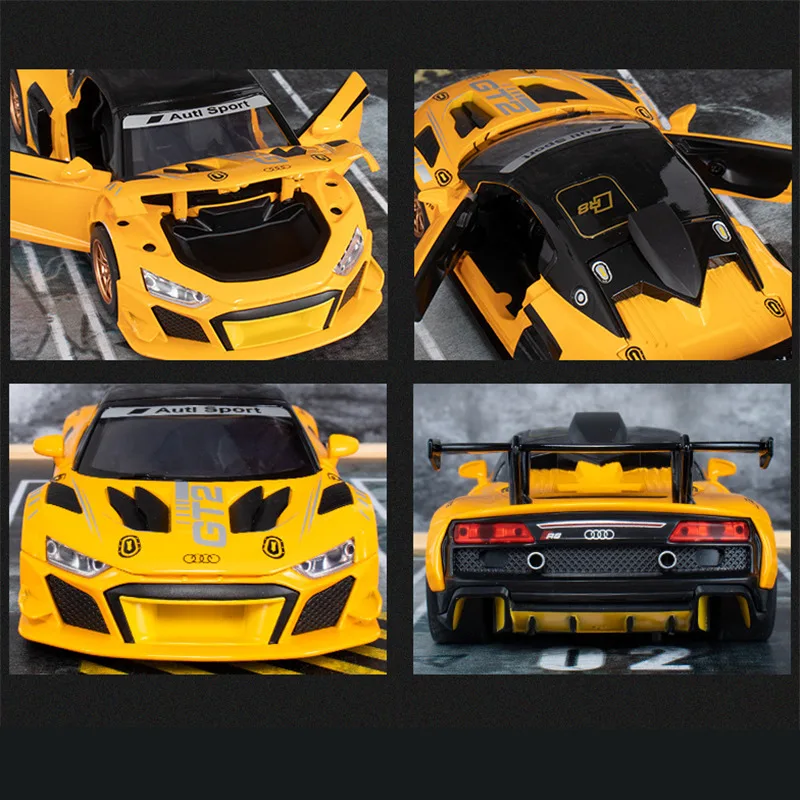 1:24 AUDI R8 GT2 Модель гоночного автомобиля из сплава литая металлическая игрушка