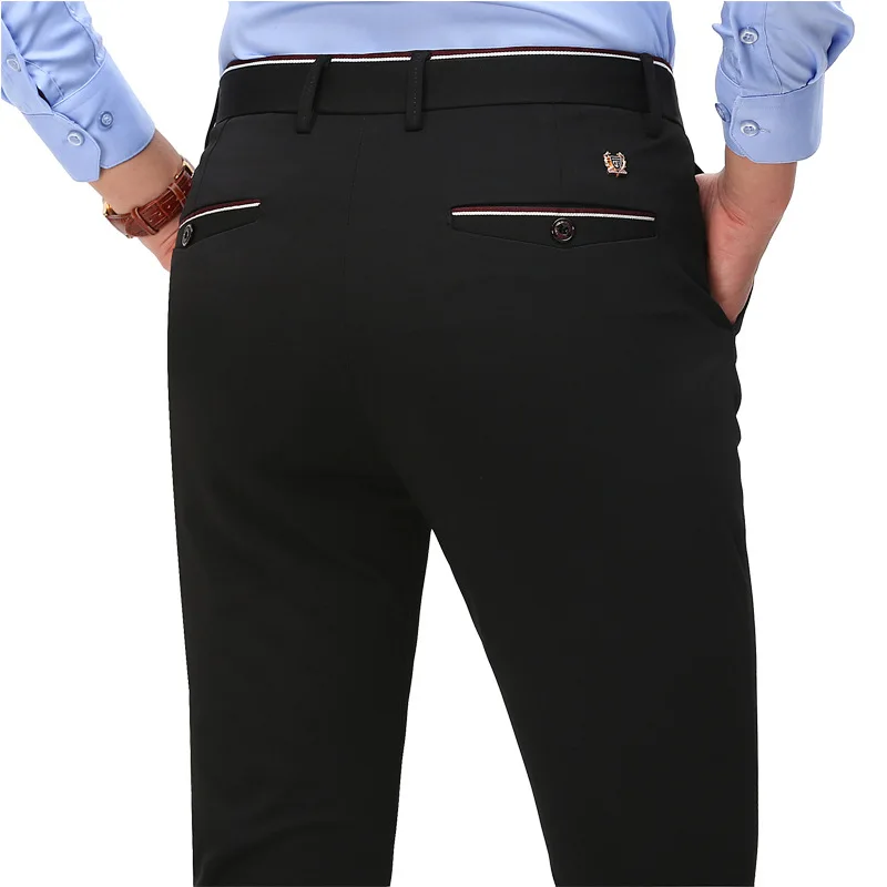 

2020 Fashion Suit Pants Mens Elegant Dress Pants Solid Men Leisure Suits Trousers Male Slim Fit Pants Formal Black Blue
