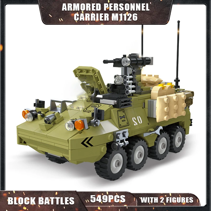 

549PCS Armored Vehicle Model Building Plastic M1126 Transport Panzer Bricks Military Puzzle Blocks Toys for Boys Gift