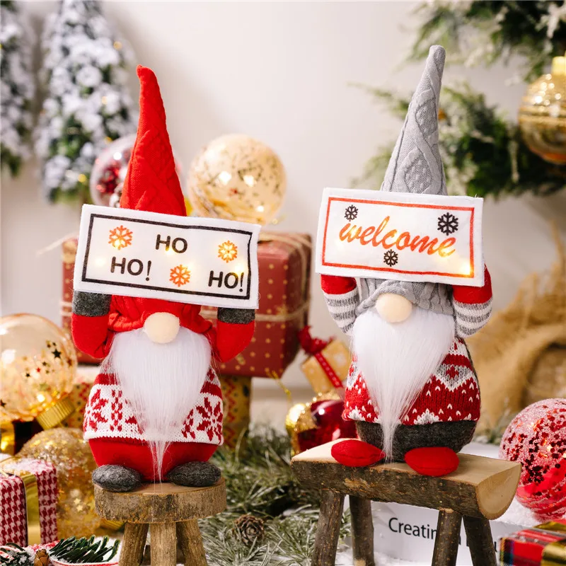 

New Christmas Decoration Ornaments Holding Lights Sign Faceless Doll Christmas Doll Decoration Window Atmosphere Decor Navidad