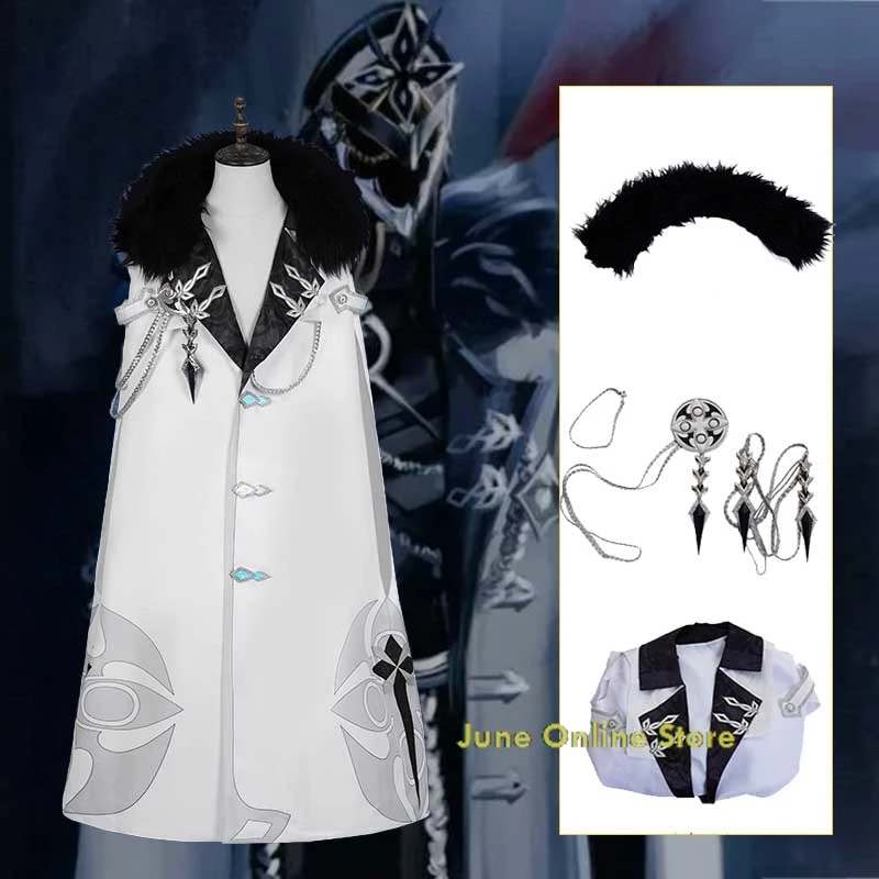 Genshin Impact Fatui The Captain Косплей Костюм Il Capitano Парик Экипировка Сапоги Маска для