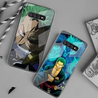 one piece roronoa zoro phone case tempered glass for samsung s20 ultra s7 s8 s9 s10 note 8 9 10 pro plus cover