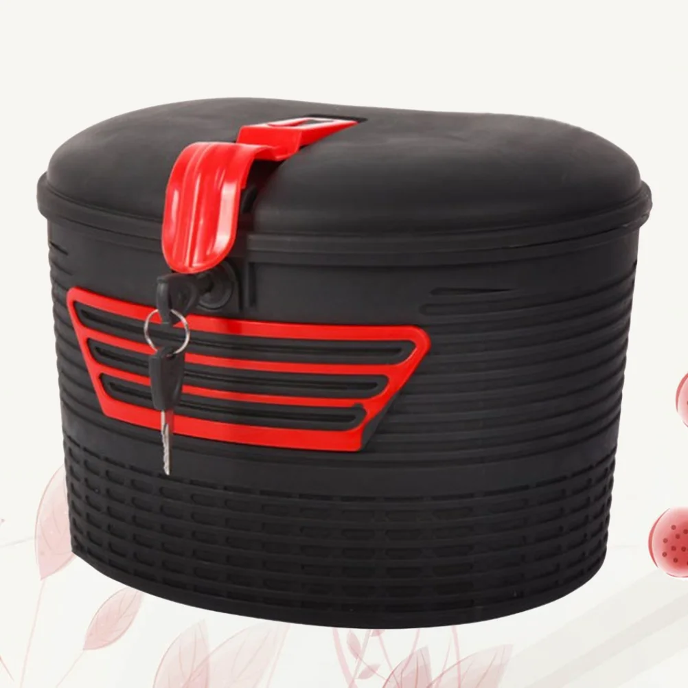 

Electric Mountain Bike Front Frame Hanging Plastic Storage Basket with Lock (Red)