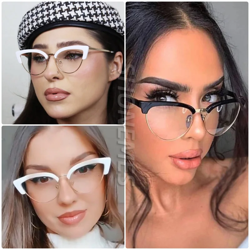 SHONEMES очки кошачий глаз в полуоправе с защитой от синего света оптические