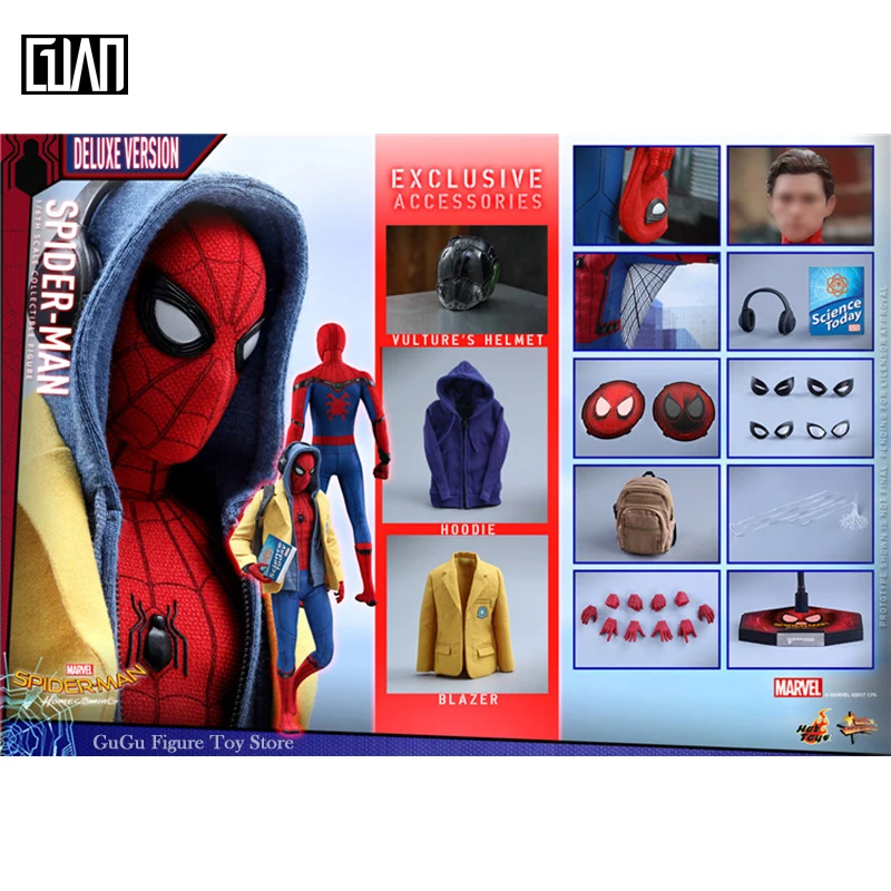 

Original Hottoys Spiderman Action Figure Homecoming Tom Holland Spider Man 1/6 HT Anime Figurine Statue Collectible Model Doll