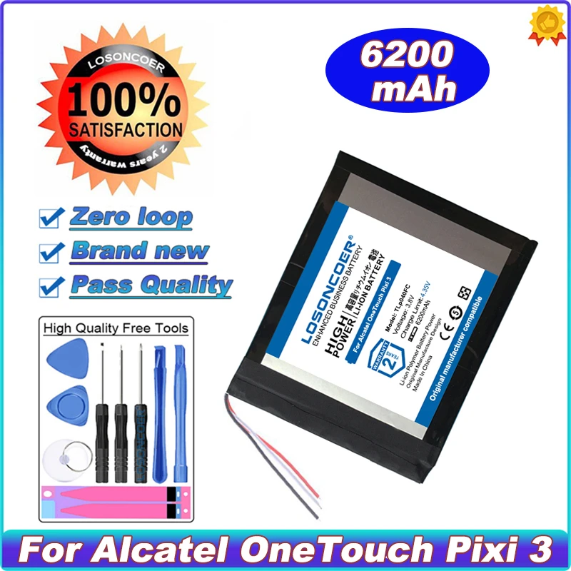 

LOSONCOER TLp040FC 6200mAh Tablet Battery For Alcatel OneTouch Pixi 3 8079 MH29685 10 Inch 3-wire