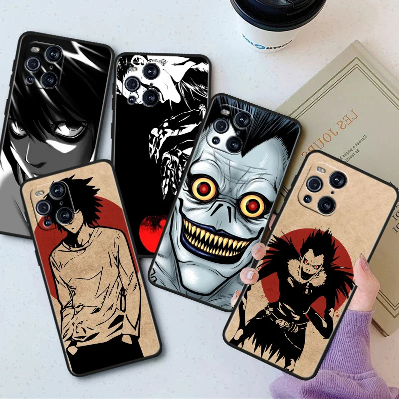 

Anime death note Phone Case For OPPO Find X5 X3 X2 K10 F21S F21 F9 F7 F5 Neo Pro Lite Black Silicone Soft Cover