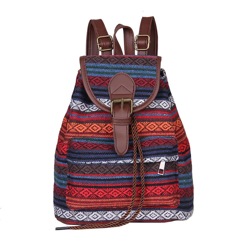 

Thickened Canvas Ethnic Style Ladies Backpack Casual Drawstring Fashion Small Backpack Backpacks for Women Travel Backpack