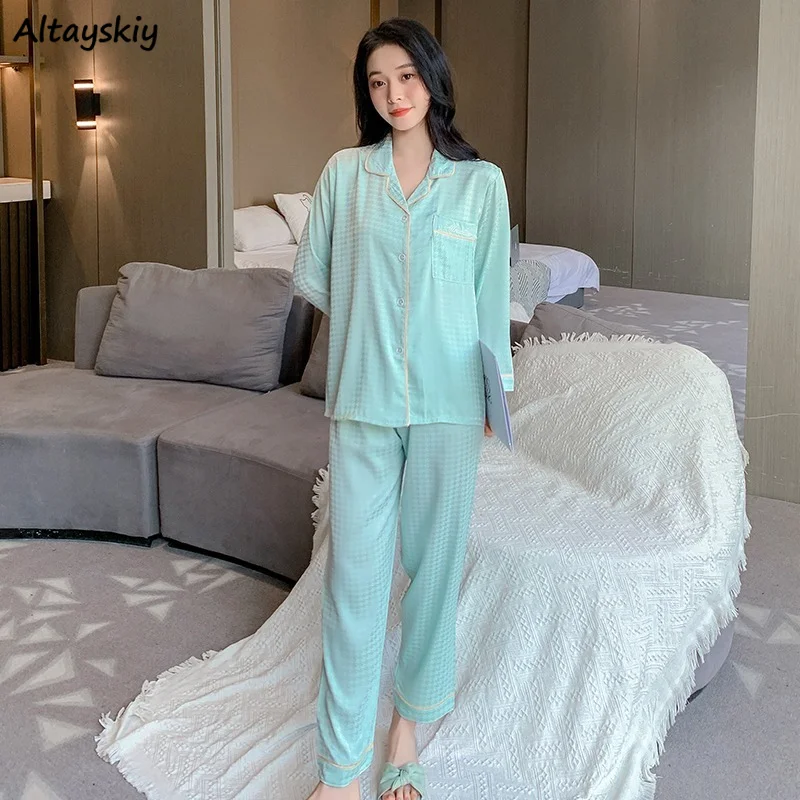 

Pajama Sets Women Loose Cozy Breathable V-neck Ins Various Colors Gentle Trendy Leisure Letter Design Straight Trousers Pretty