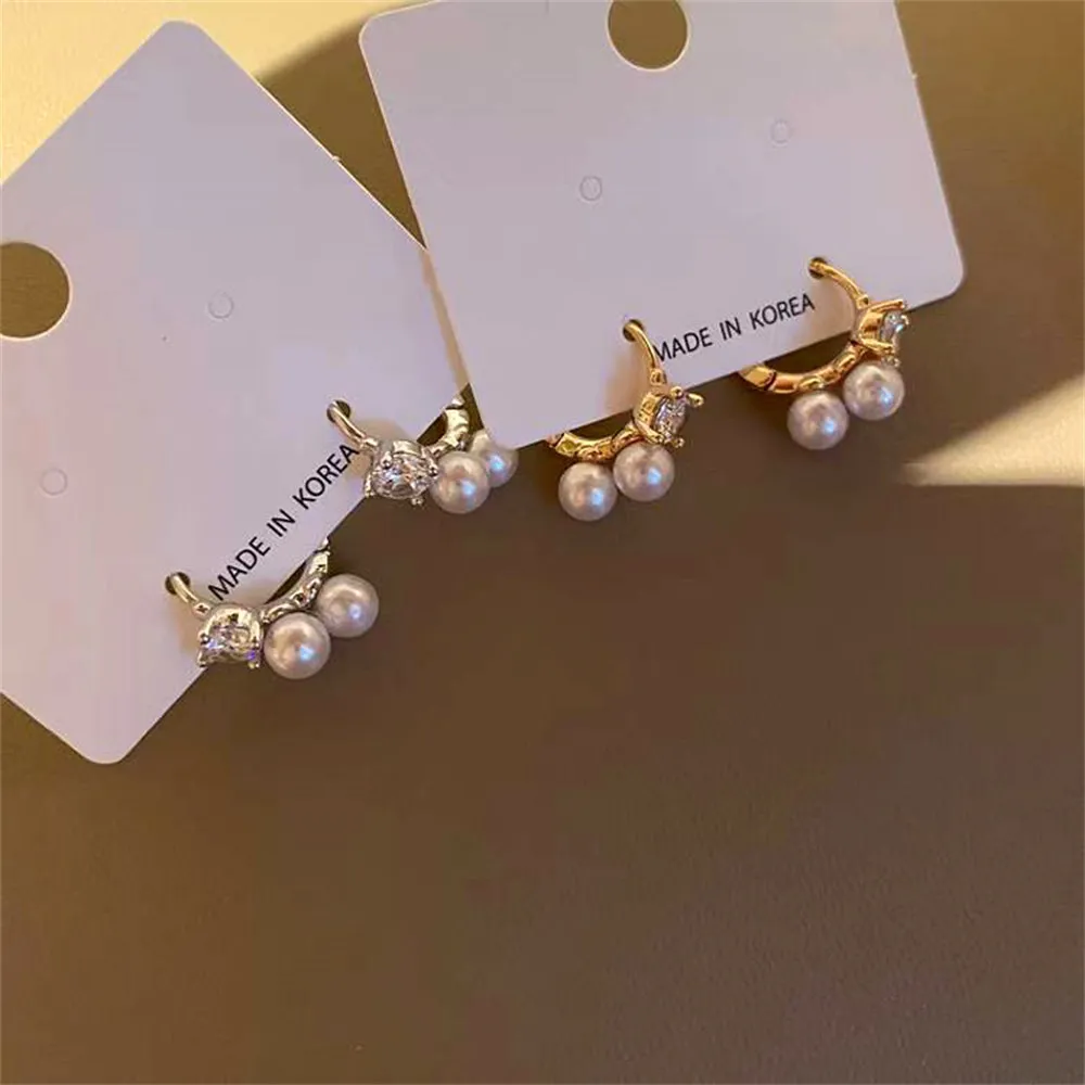 

DIY Pearl Ear Studs Accessories S925 Sterling Silver Jewelry Double Bead Ear Buckle Earrings Female Hollow Fit 4-5mm Beads