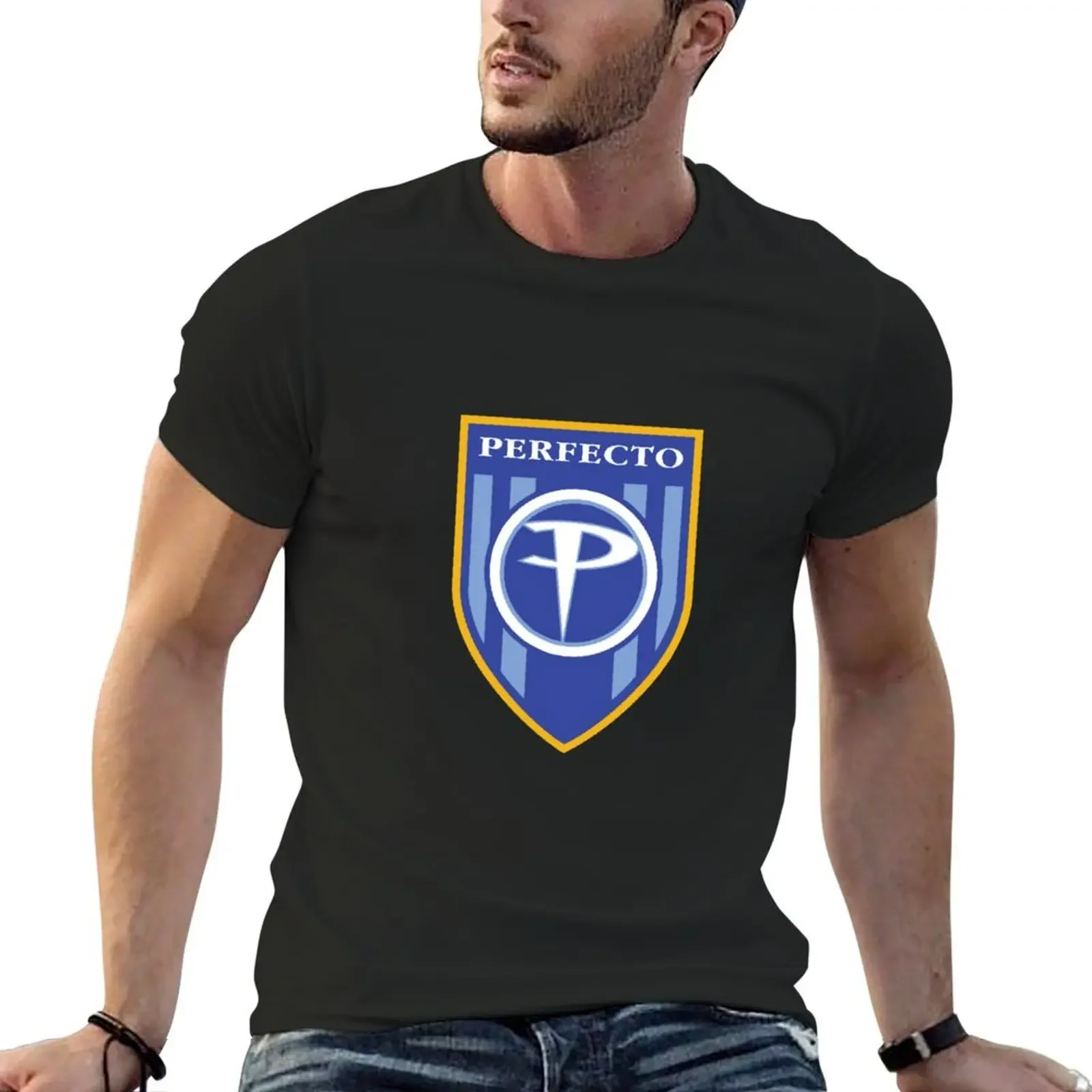 Perfecto Records (полный цвет) классическая футболка заготовки эстетичная одежда