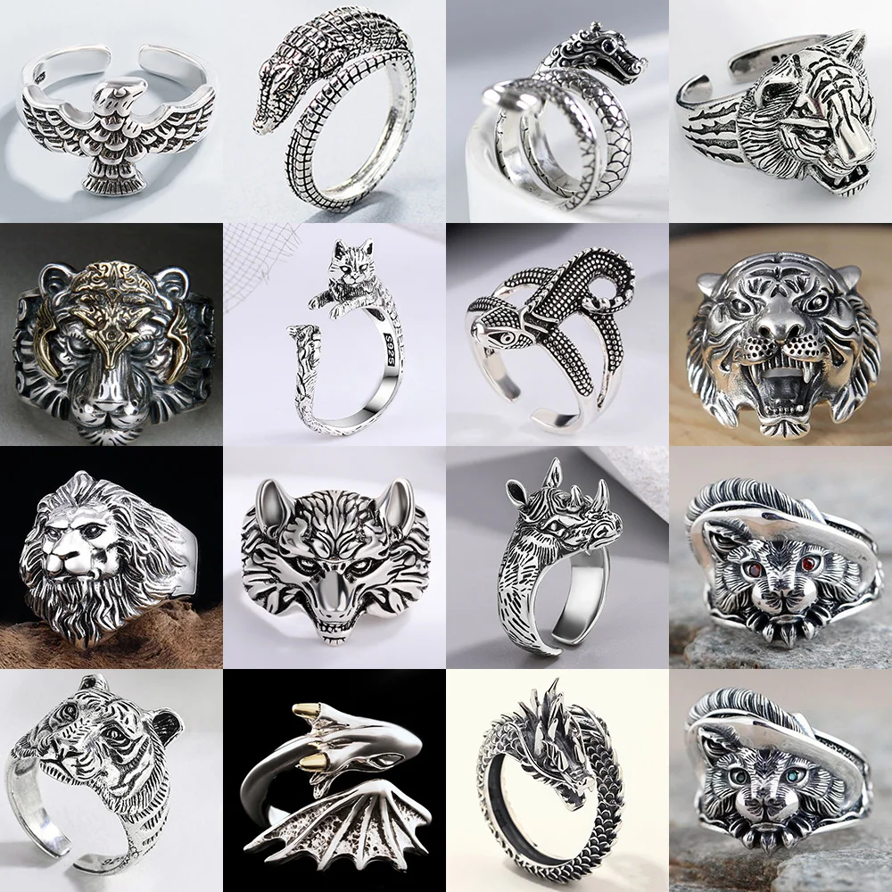 Кольцо с животным крокодилом тигром львом Модное в стиле хип-хоп властное