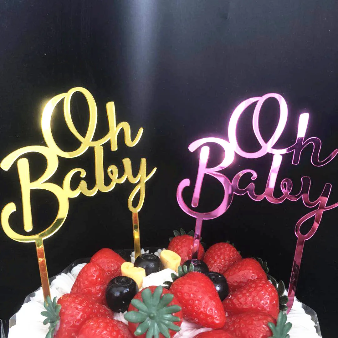 

New Acrylic Oh Baby Cake Topper Baby Shower Decorations Girls Boys Party Facors Decoration Supplies Baking Decor Accessories