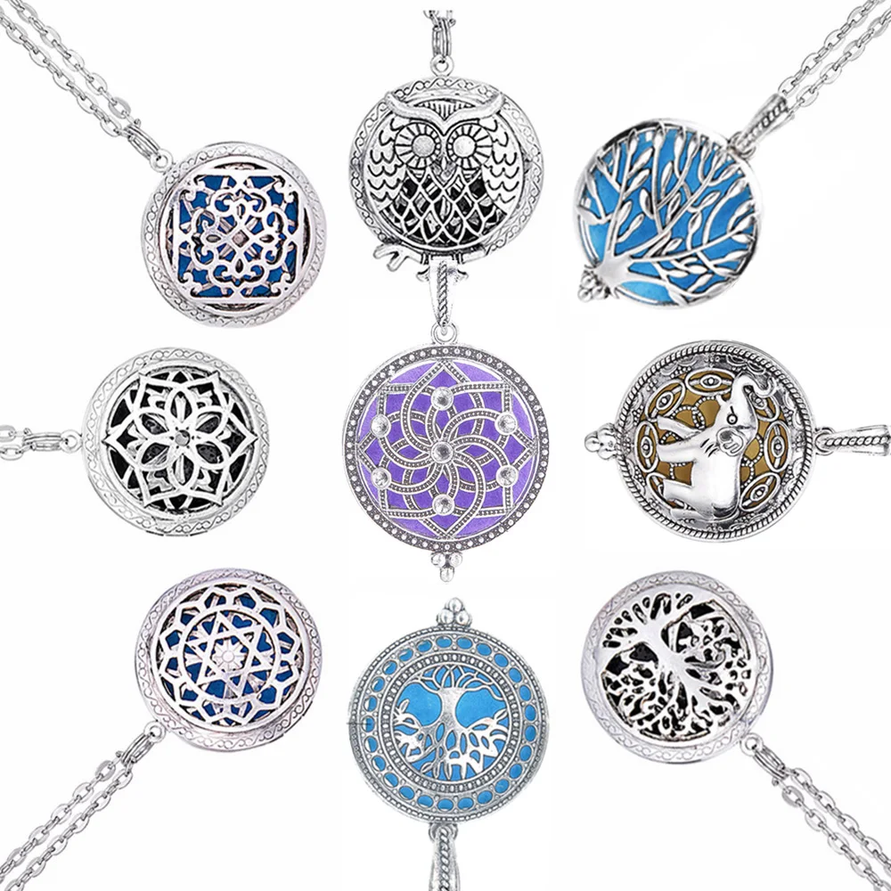 

Chain Pads Round Viking Antique Vintage Aromatherapy Pendant Star Necklace Perfume Essential Oil Diffuser Locket Necklace