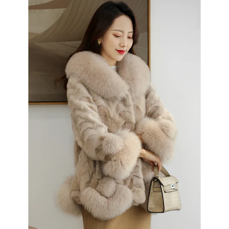 Best Super Hot Winter Women's Coat Women's Winter Coats Fur Mink Fur Thick Winter High Street Other Slim Real Fur Women Jacket