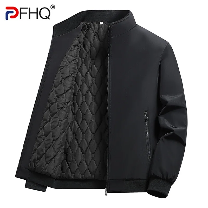 PFHQ 2023 Men's Autumn Winter Thickened Warm Jacket Stand Collar Trendy Elegant Stylish Clothes Casual Padded Parka Coat 21Q5669